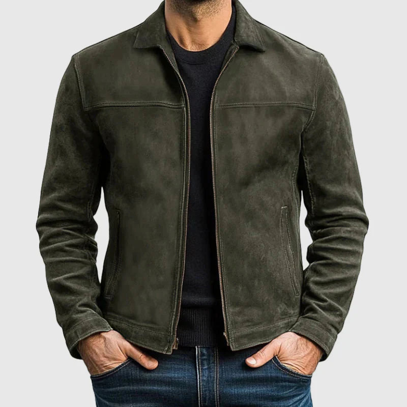 Lorenzo Vitali black vegan leather full-zip jacket slim modern silhouette ethically crafted