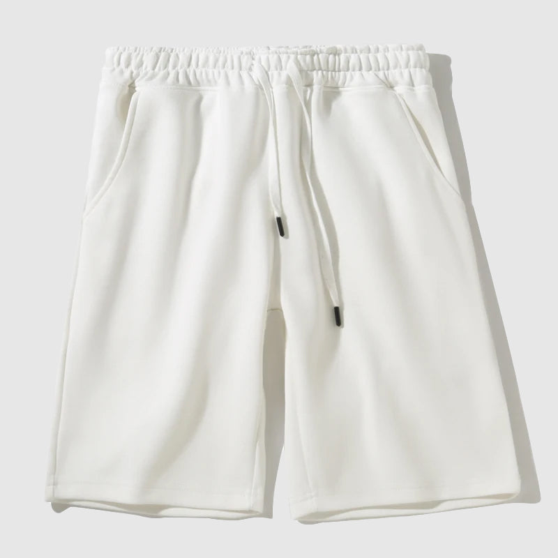 Lorenzo Vitali men's relaxed knee-length shorts cotton-poly blend with drawstring waist island style