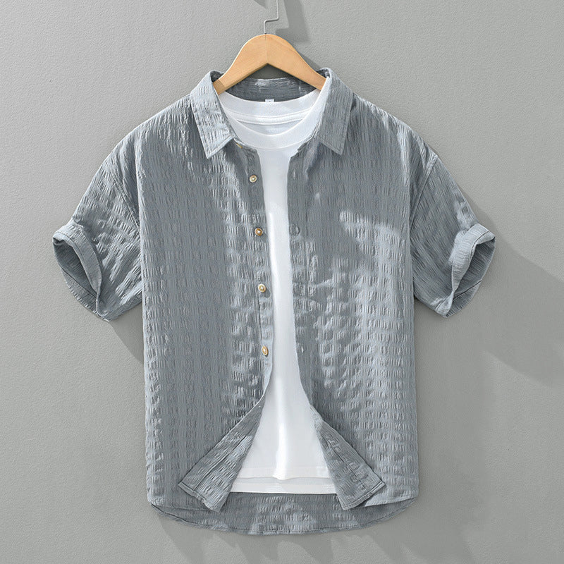 Lorenzo Vitali Lido textured shirt with embossed grid pattern, relaxed silhouette everyday wear