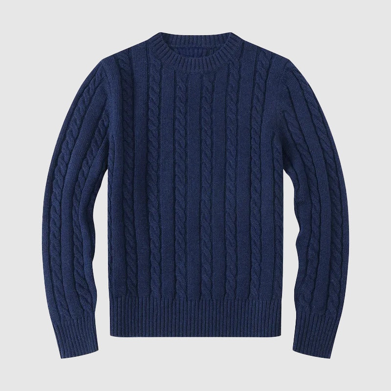 Lorenzo Vitali Lucca men's cream cable knit sweater crew neck tailored fit cotton blend