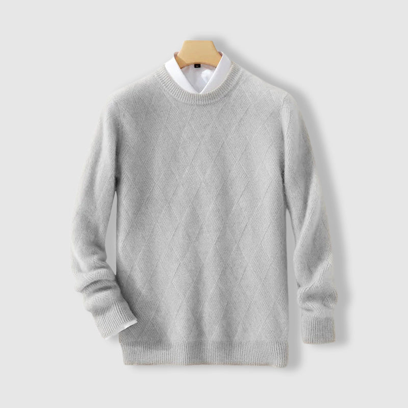 Lorenzo Vitali merino wool sweater, thick ultra-soft knit with subtle argyle pattern for casual warmth
