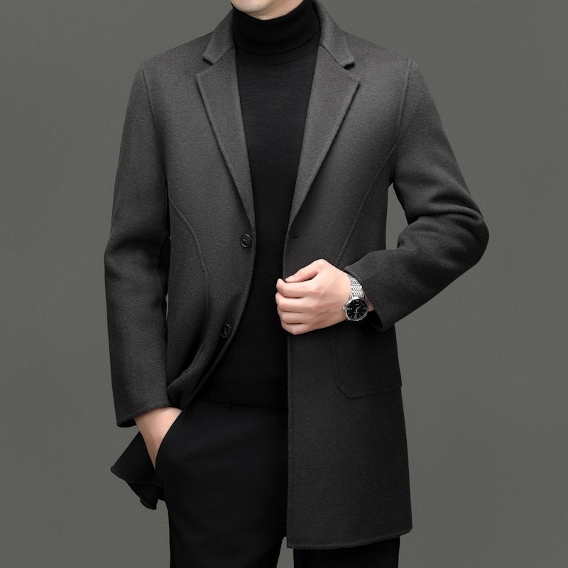Lorenzo Vitali men's tailored cashmere coat refined lapel design timeless professional warmth