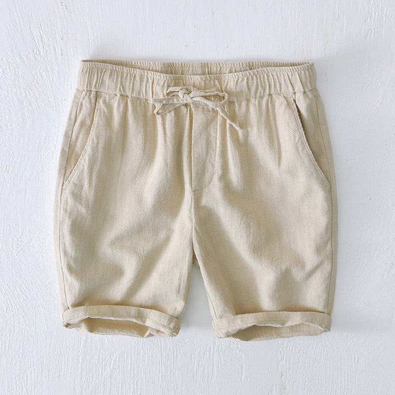 Lorenzo Vitali Ocean Breeze men's light blue linen shorts with elastic drawstring waist for summer