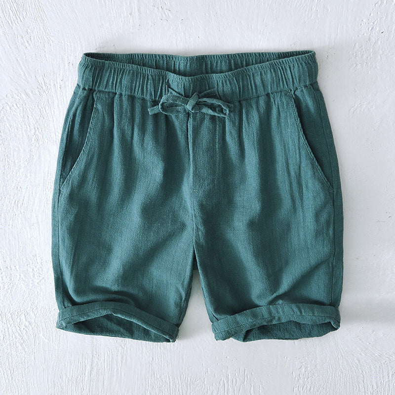 Lorenzo Vitali men's sky blue linen shorts relaxed fit with elastic drawstring waistband