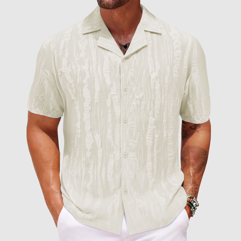 Lorenzo Vitali Pioltello lightweight relaxed-fit shirt textured wave pattern breathable polyester blend