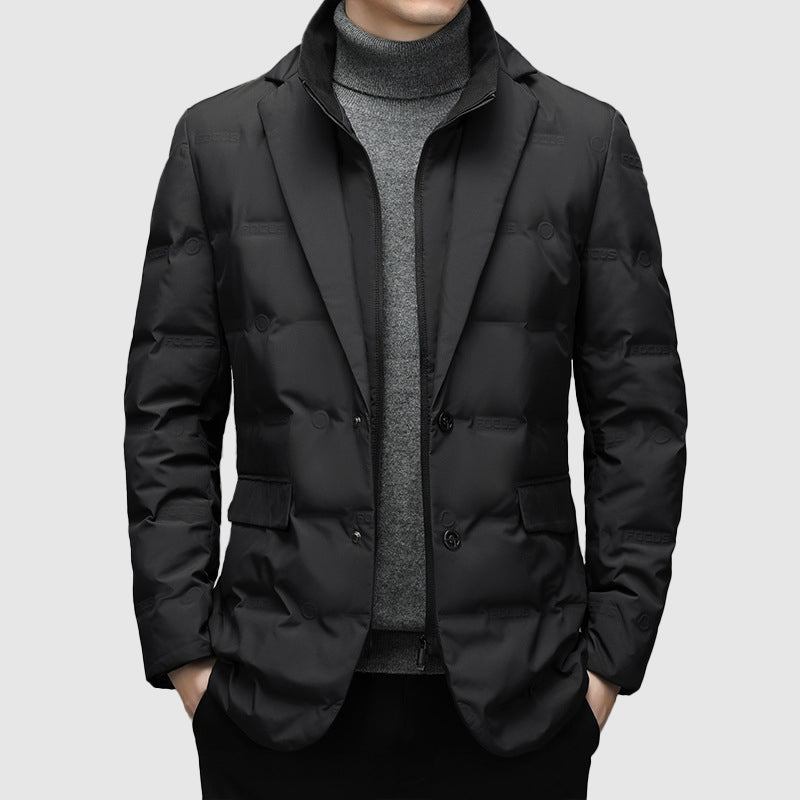 Lorenzo Vitali Ridge men's weatherproof down jacket, sleek urban style with wind water-resistant shell