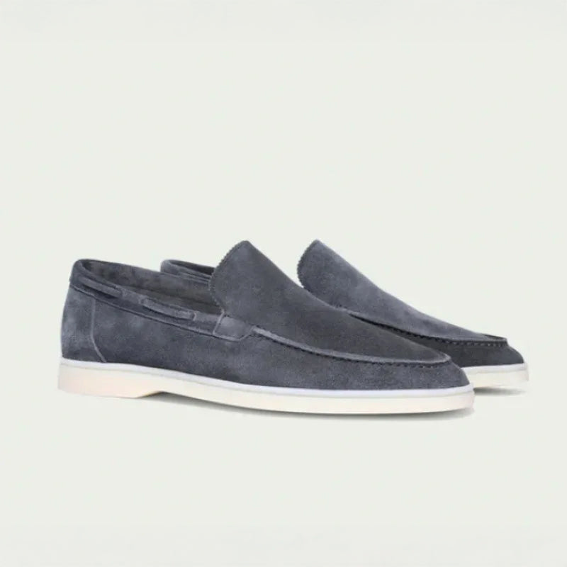 Lorenzo Vitali Rieti men's faux suede loafers in classic tone with handstitched detailing