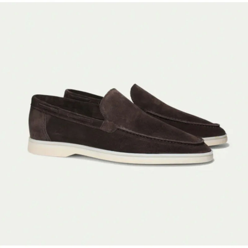Men's moc toe slip-on loafers streamlined laceless design for office and weekend wear
