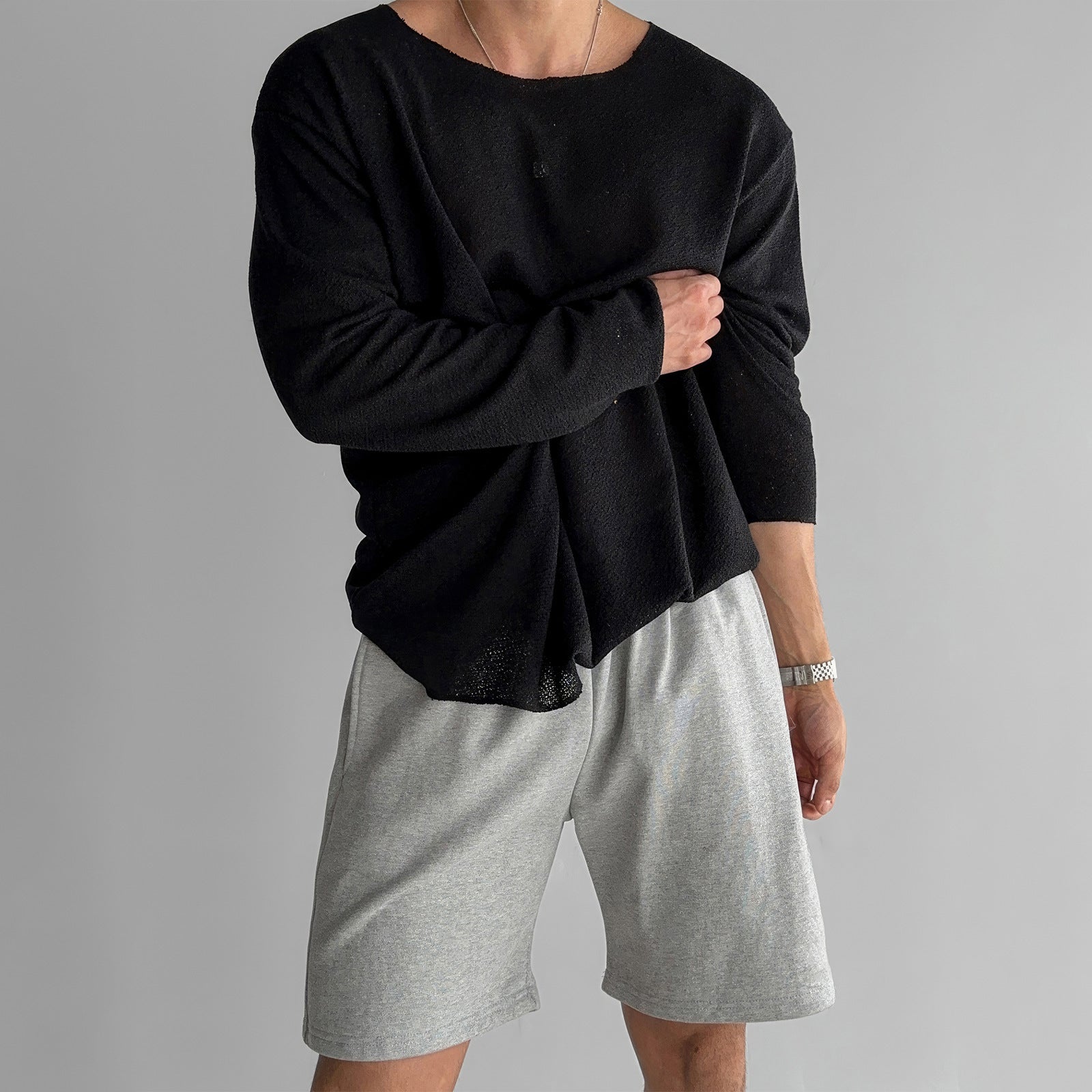 Men's breathable knit shirt smooth texture relaxed polished casual fit premium polyester blend everyday comfort