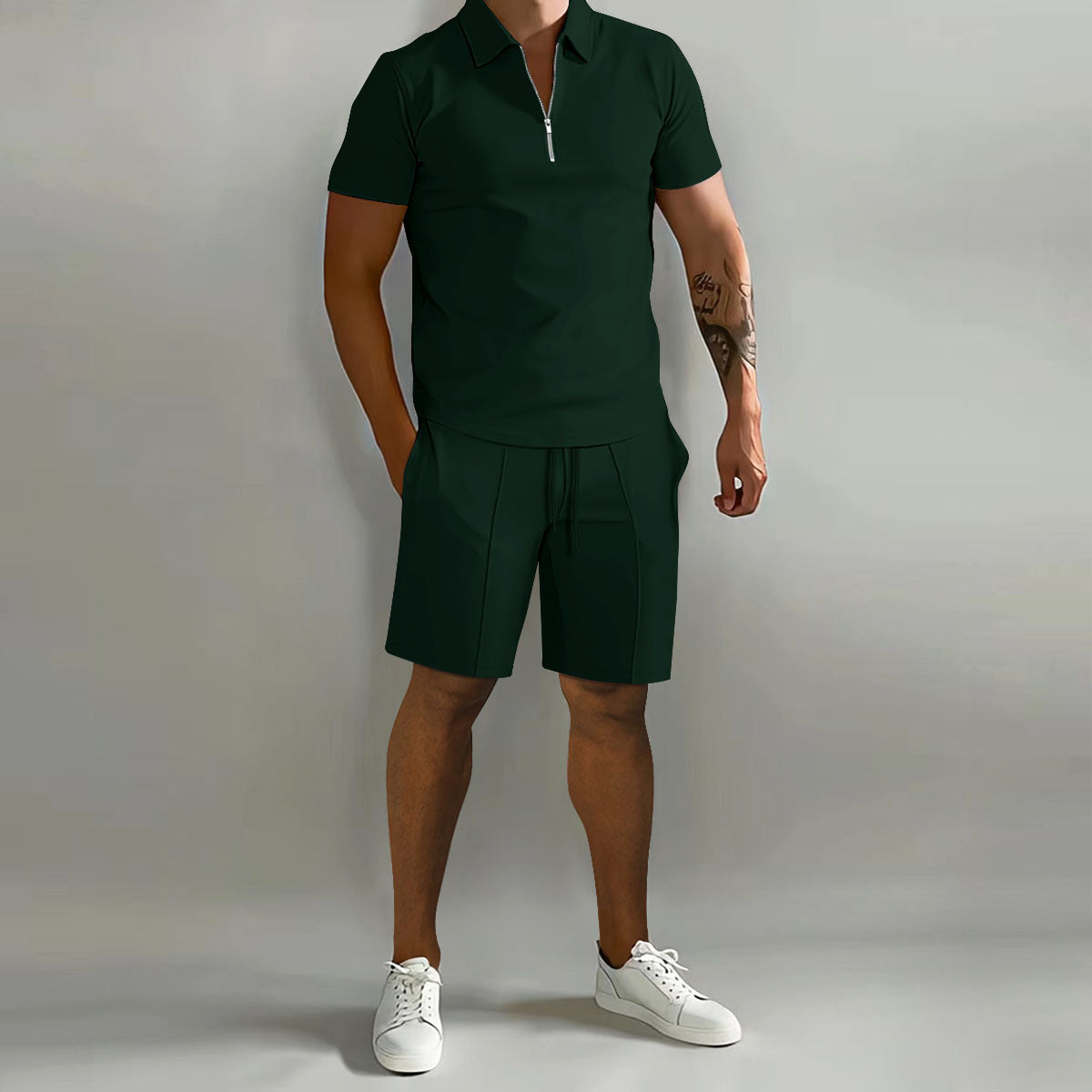 Lorenzo Vitali men's 2-piece matching set shorts and polo quick-dry lightweight relaxed athletic fit
