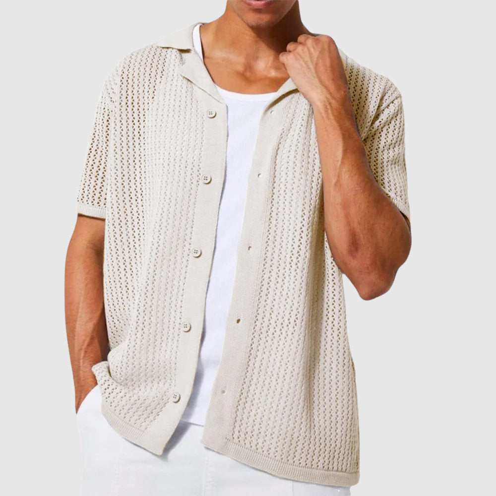 Lorenzo Vitali urban knit shirt breathable lightweight polyester blend modern city-ready slim fit