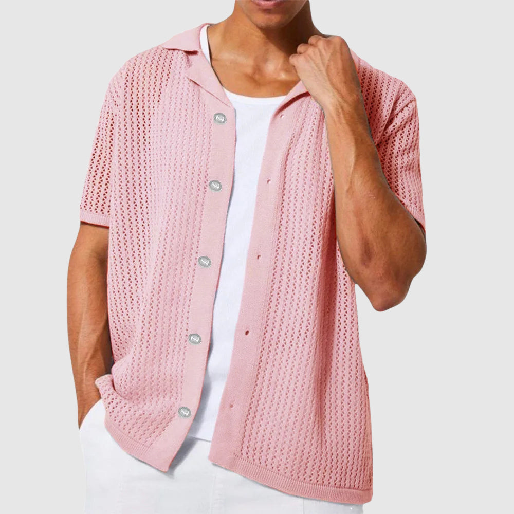 Lorenzo Vitali urban knit shirt lightweight breathable polyester blend slim fit for warm-weather city style