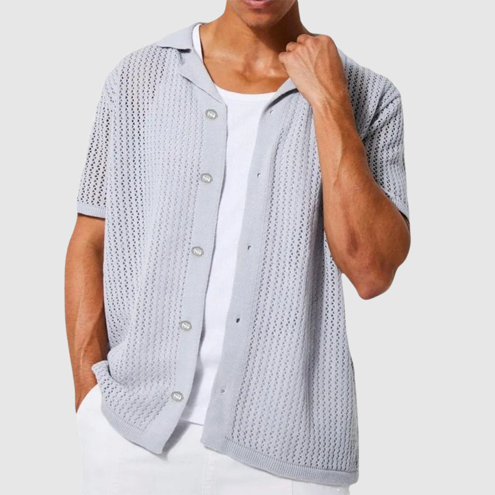 Lorenzo Vitali lightweight breathable polyester knit shirt urban style for warm-weather city wear