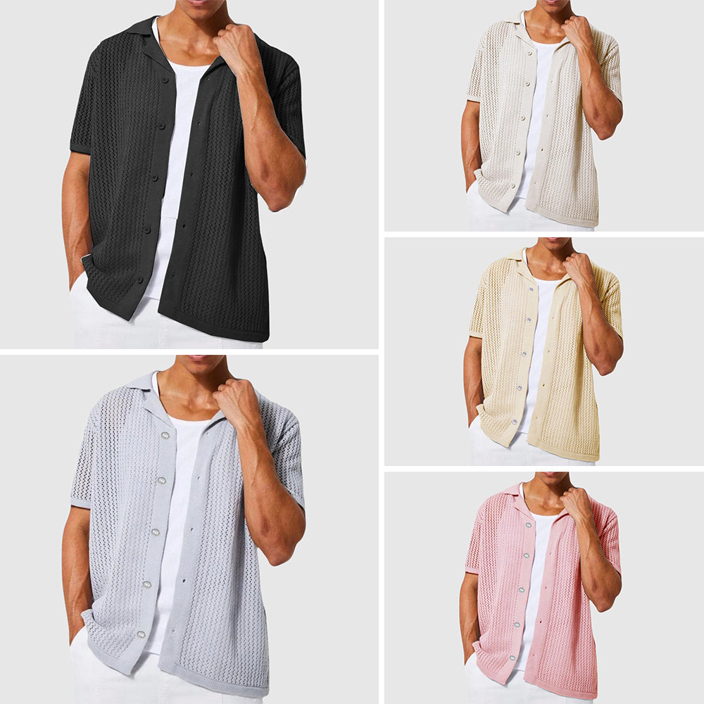 Lorenzo Vitali urban knit shirt breathable lightweight polyester blend modern city-ready slim fit