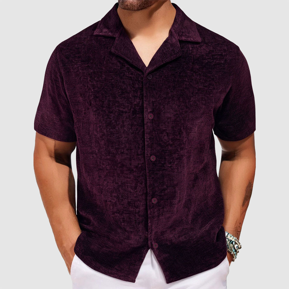 Lorenzo Vitali chenille velvet retro shirt with light-catching sheen and vintage-inspired relaxed fit