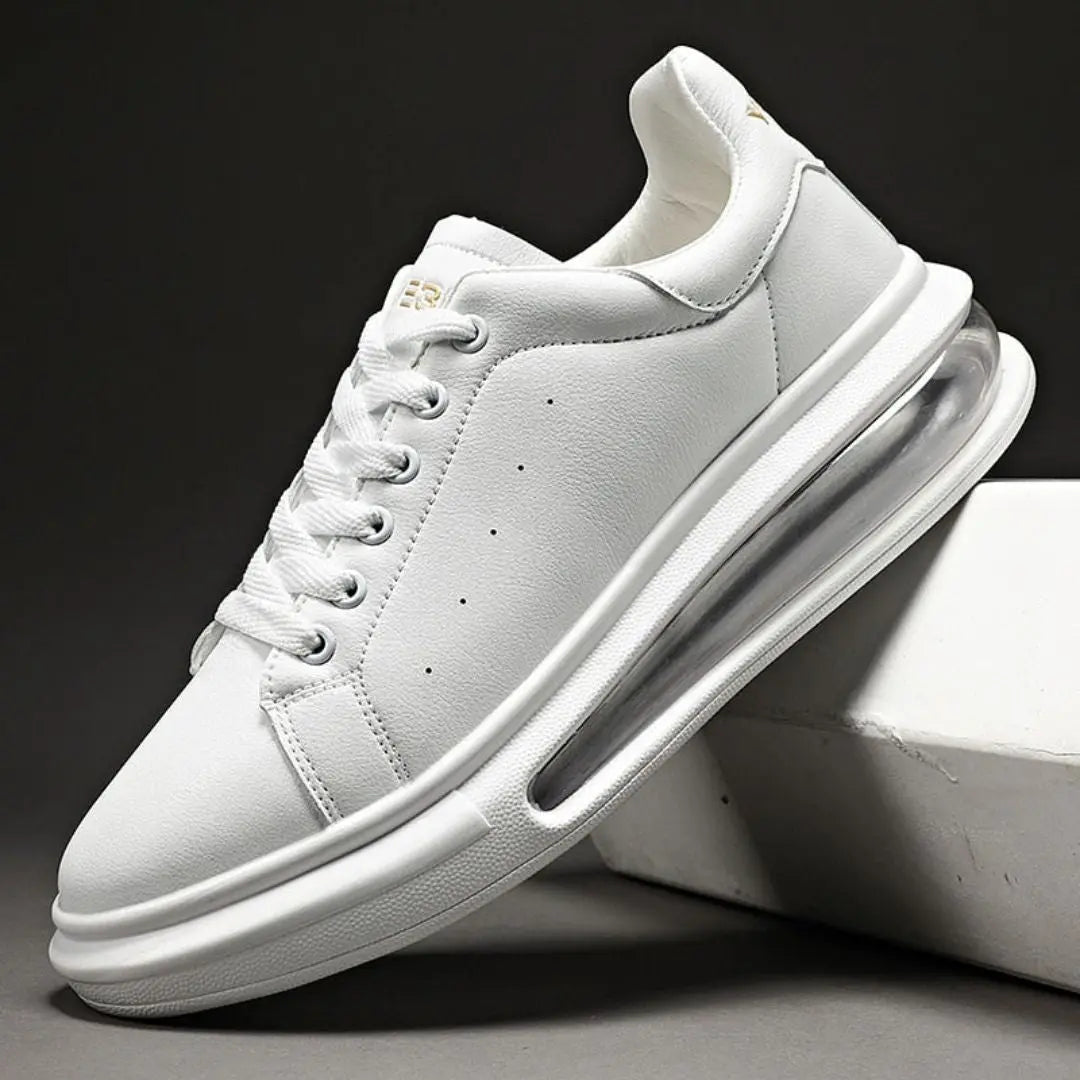 Men's Lorenzo Aero white leather platform sneakers with air-cushioned sole and bold modern silhouette