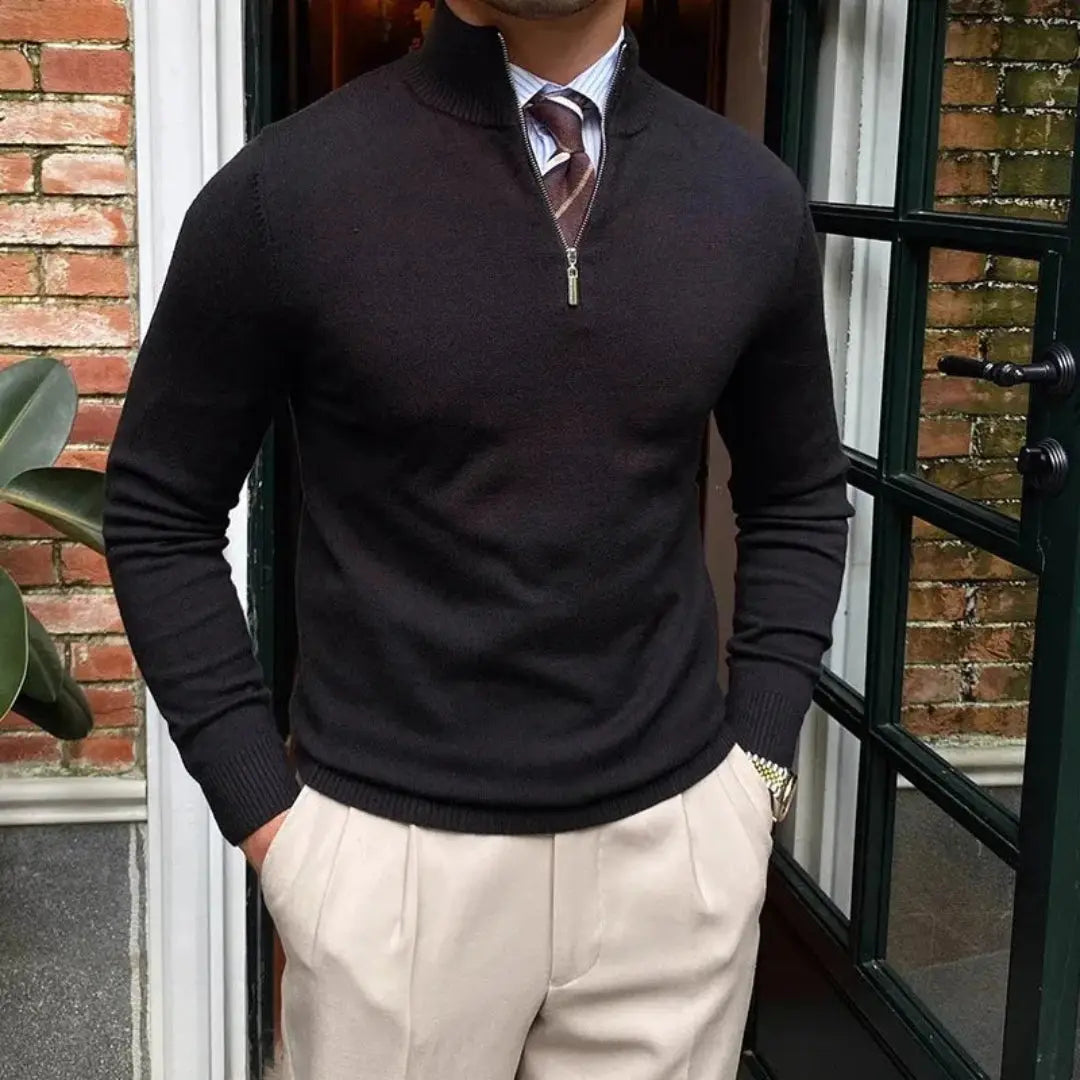 Men's Lorenzo merino wool half-zip sweater, breathable classic layer for timeless everyday style