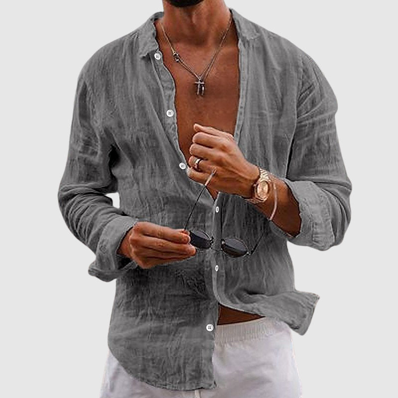 Women's lightweight semi-sheer resort shirt relaxed fit long-sleeve breathable textured fabric