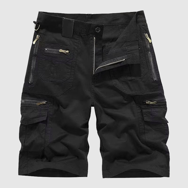 Lorenzo Vitali Comau cargo shorts structured fit deep zippered pockets flexible waistband adventure-ready