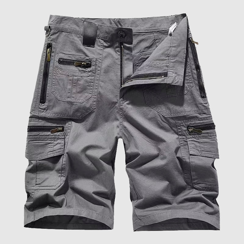 Lorenzo Vitali Comau cargo shorts structured fit flexible waistband deep tactical zippered pockets adventure