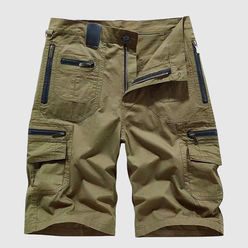 Lorenzo Vitali Comau cargo shorts structured fit deep zippered pockets flexible waistband adventure-ready