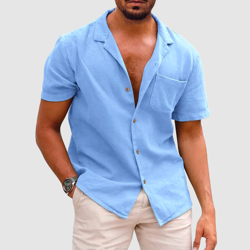 Lorenzo Vitali Jameson men's polo shirt classic turn-down collar cotton linen blend versatile fit