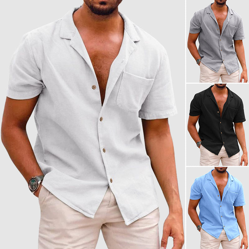 Lorenzo Vitali Jameson men's polo shirt cotton linen blend turn-down collar timeless versatile style