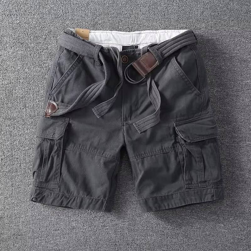 Lorenzo Vitali Palermo tan cargo shorts relaxed fit cotton blend leather-like detail ample pockets outdoor