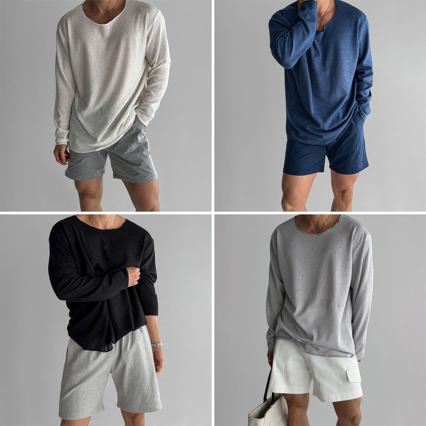 Men's smooth knit shirt neutral tone relaxed fit breathable premium polyester blend everyday casual