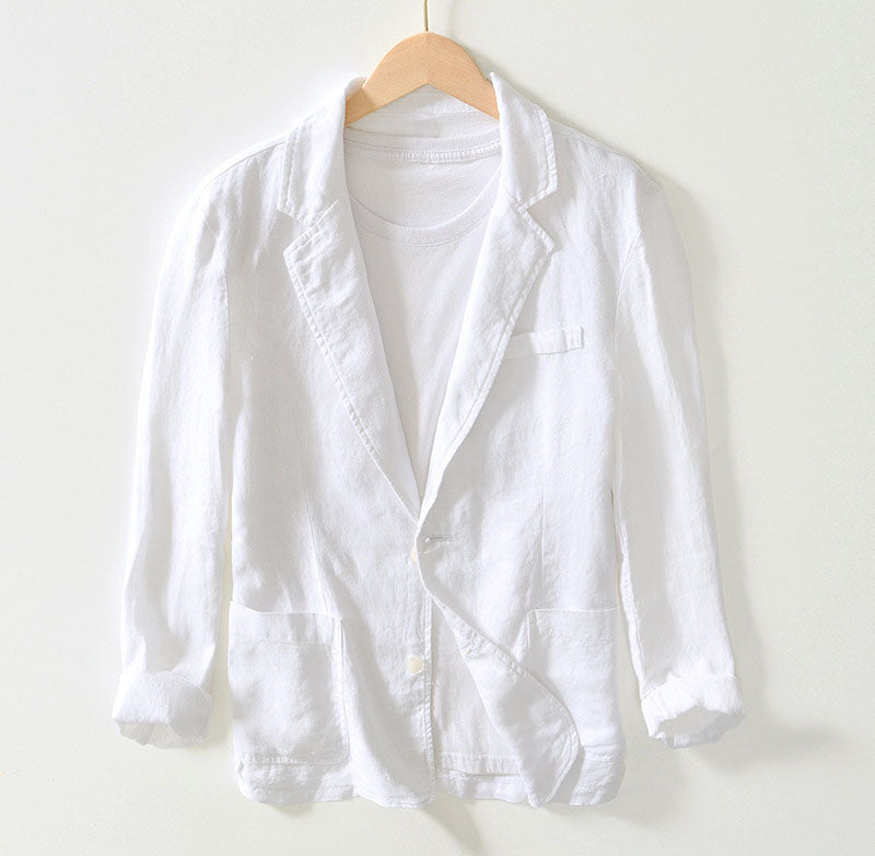 Lorenzo Vitali Tuscan linen blazer, natural beige relaxed smart-casual fit with breathable linen blend