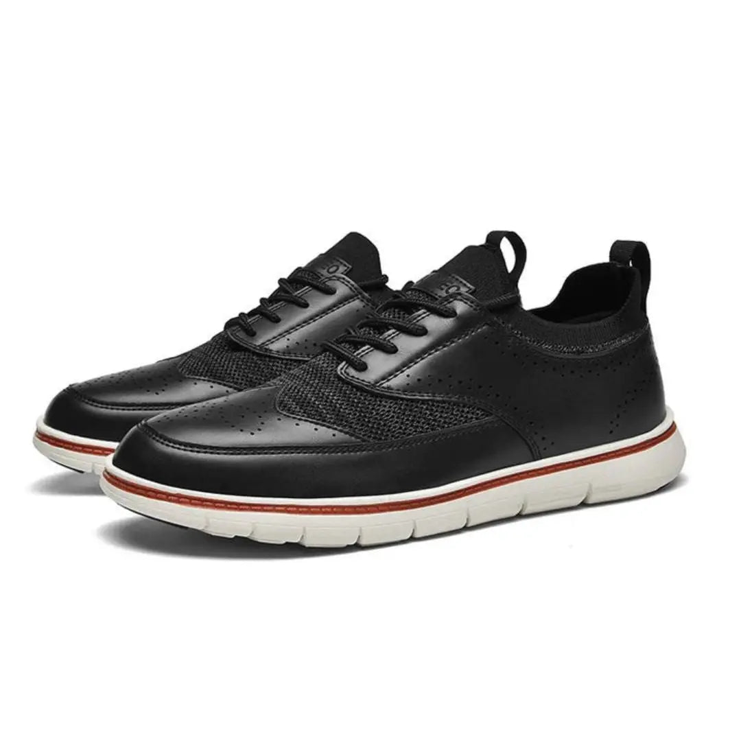 Luca men's white leather low-profile sneakers with breathable microfiber upper and cushioned EVA insole