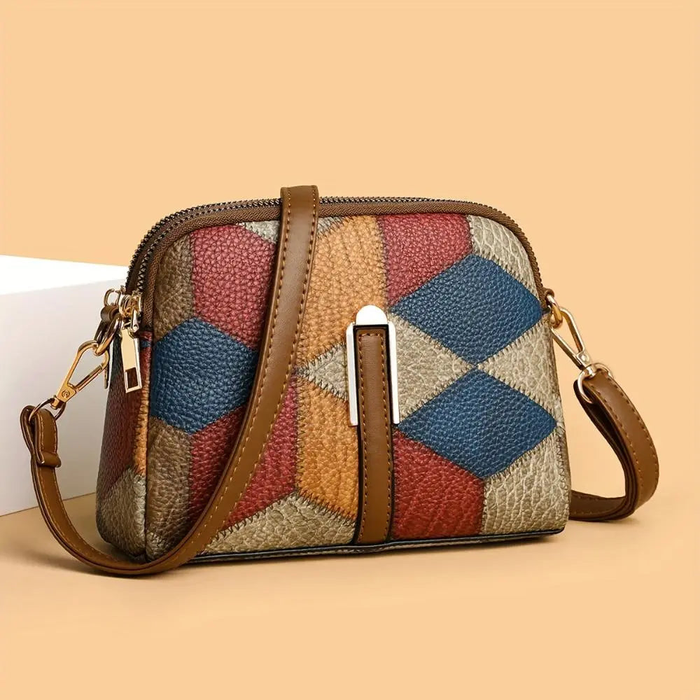 Gail geometric print crossbody bag women chic vegan leather hands-free compact silhouette