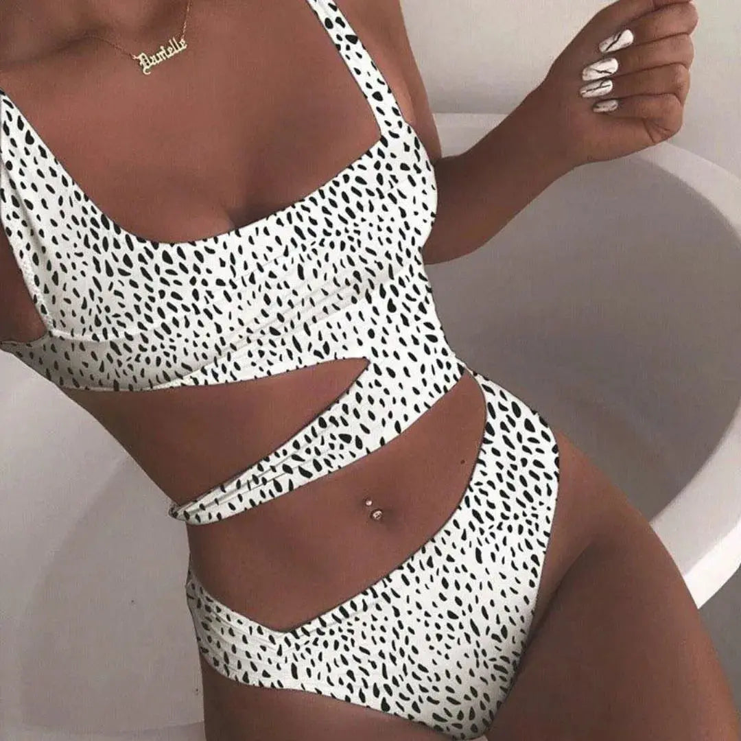 Luna black cut-out one-piece swimsuit high-waisted silhouette with bold side cutouts