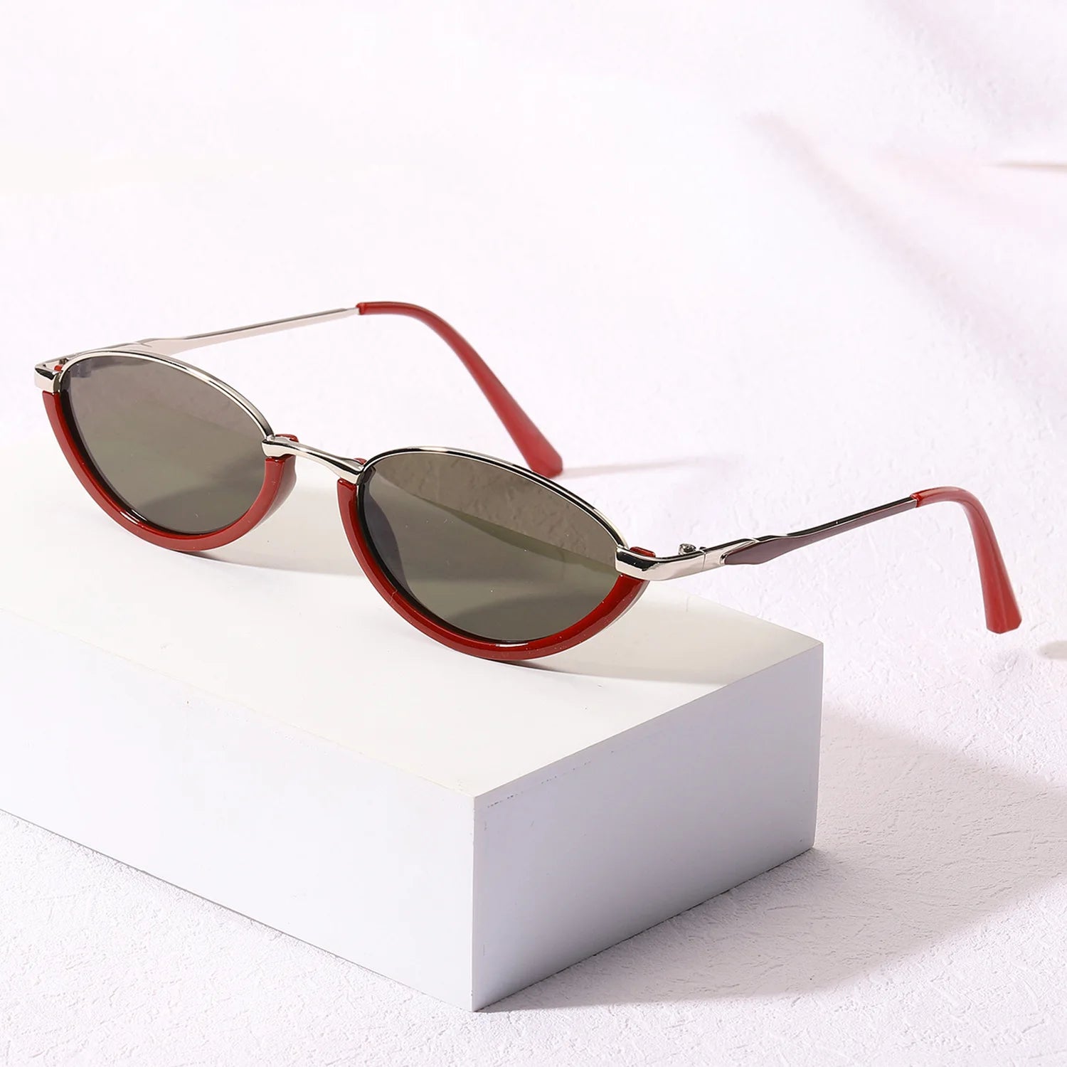 Luna Edge cat-eye sunglasses dual-tone metal acetate frame UV protection bold retro style