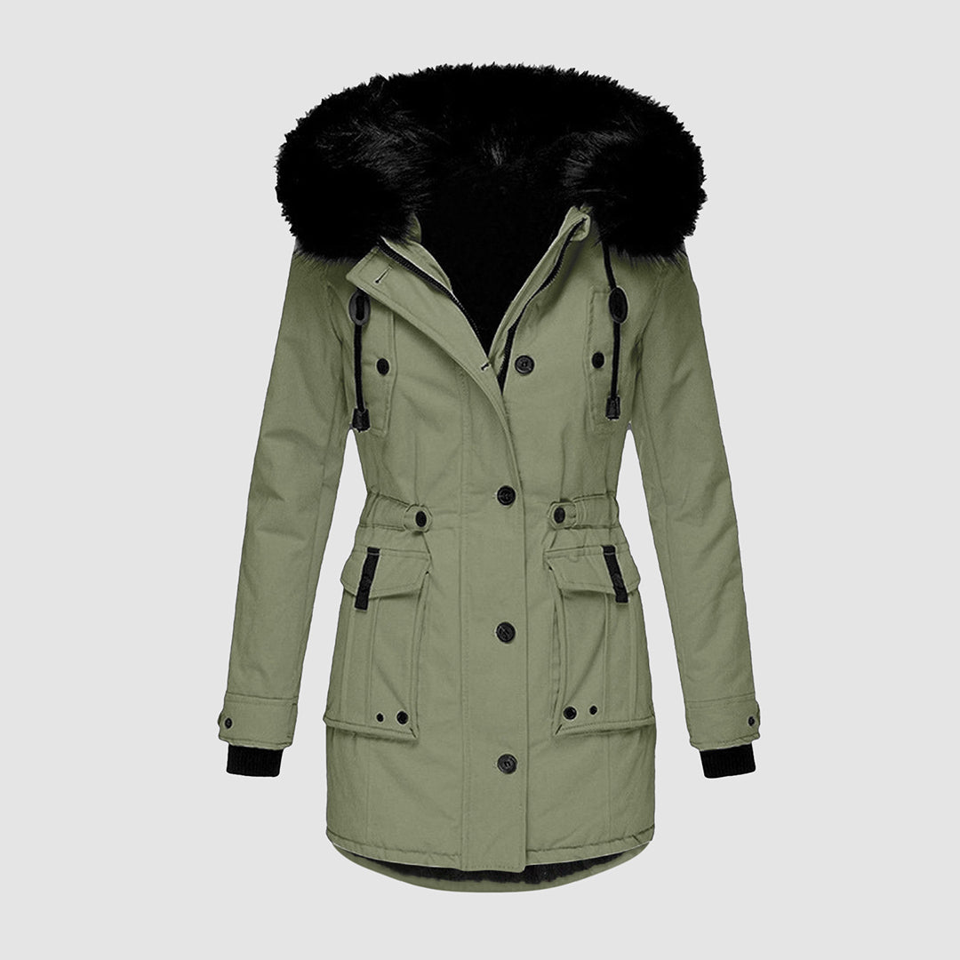Women's Lima knee-length wool-blend winter coat, water-repellent structured silhouette