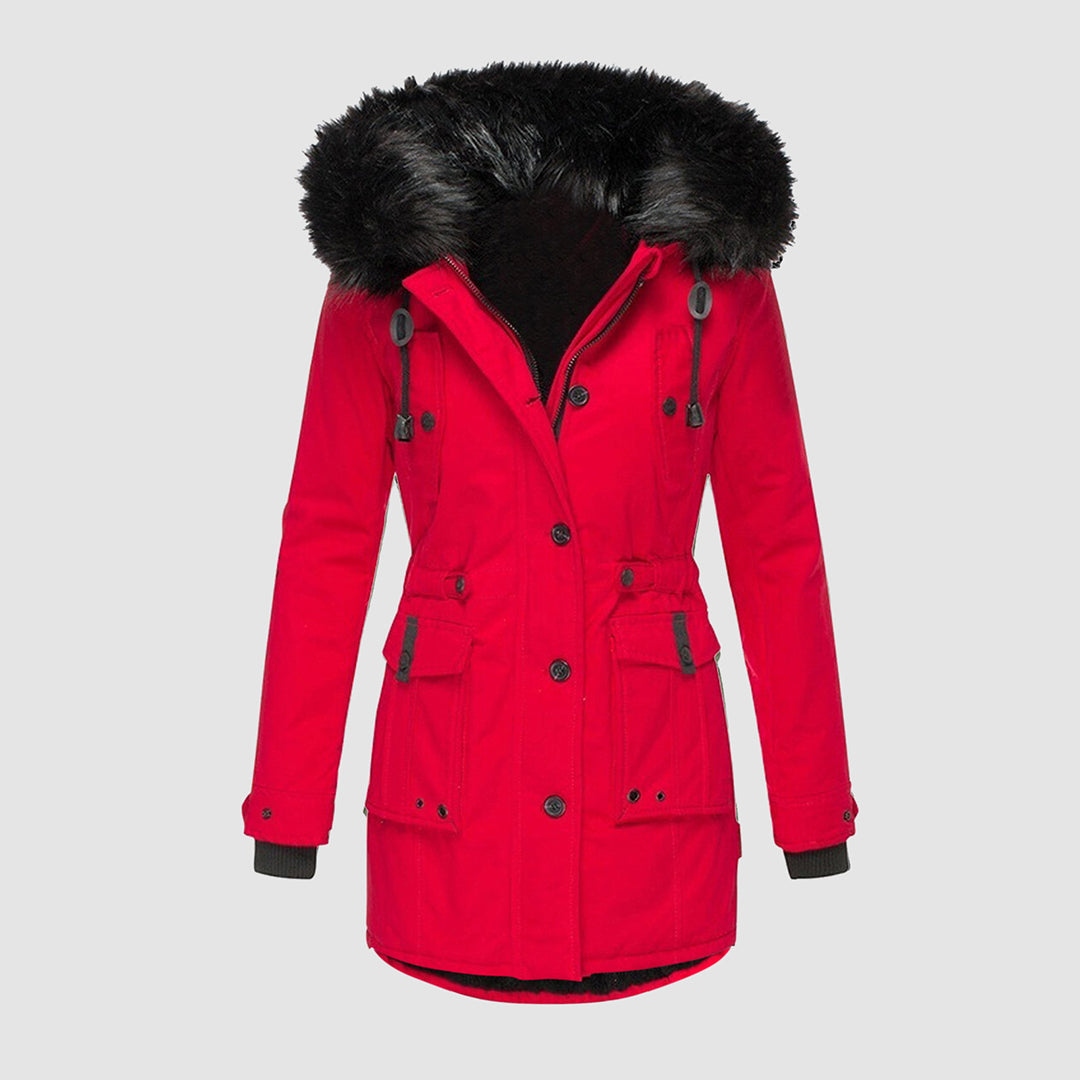 Women's Lima knee-length wool-blend winter coat, water-repellent textured shell, modern silhouette