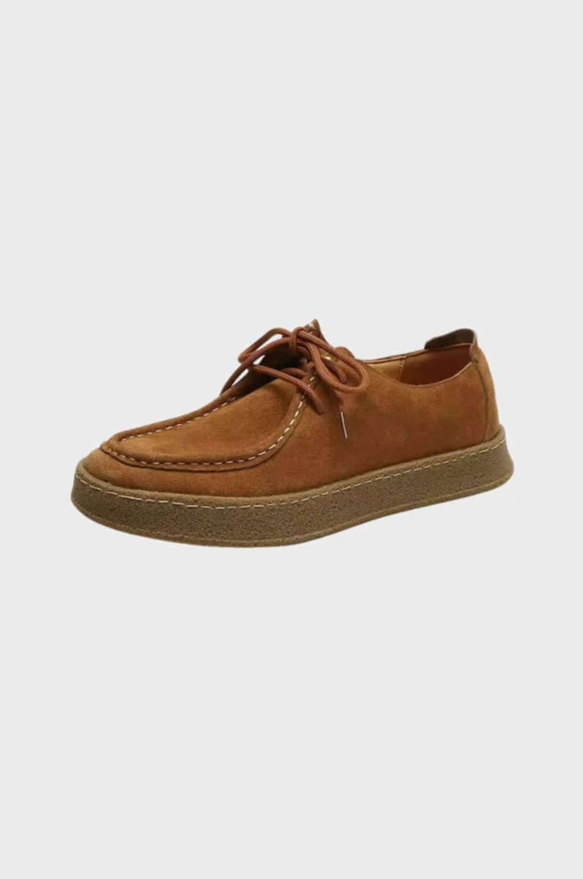 Premium tan suede boat shoes with breathable microfiber lining, versatile unisex slip-on style