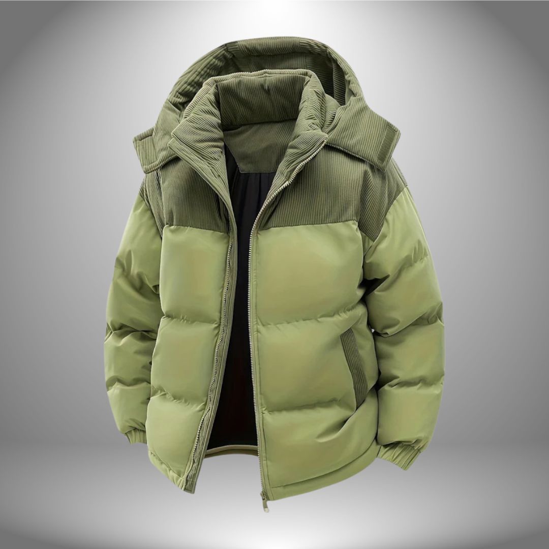 Men's black winter jacket slim fit thick insulating lining wind-resistant urban style