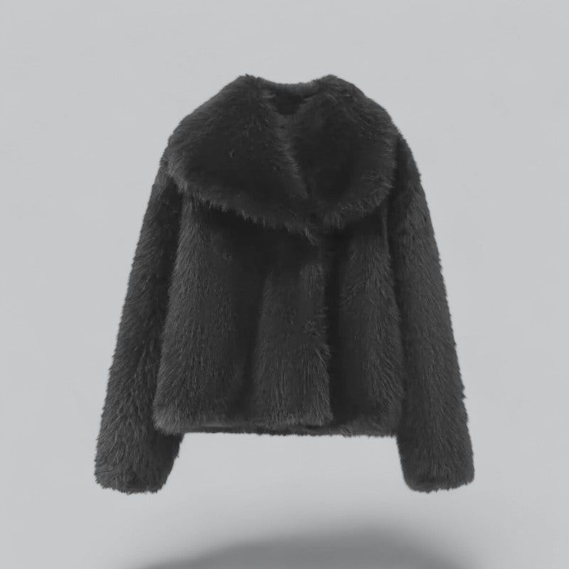 Women's plush faux fur winter coat elegant silhouette luxurious warmth for cold weather days