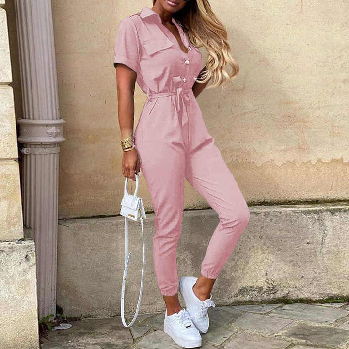 Women's black tailored jumpsuit sleek office-to-evening silhouette with polished streamlined cut
