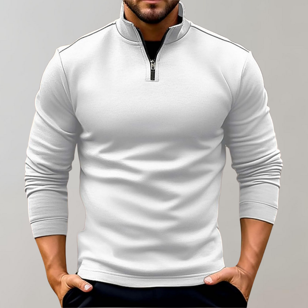 Kyler men's zip-up sweater soft knit breathable casual layering essential in neutral tone