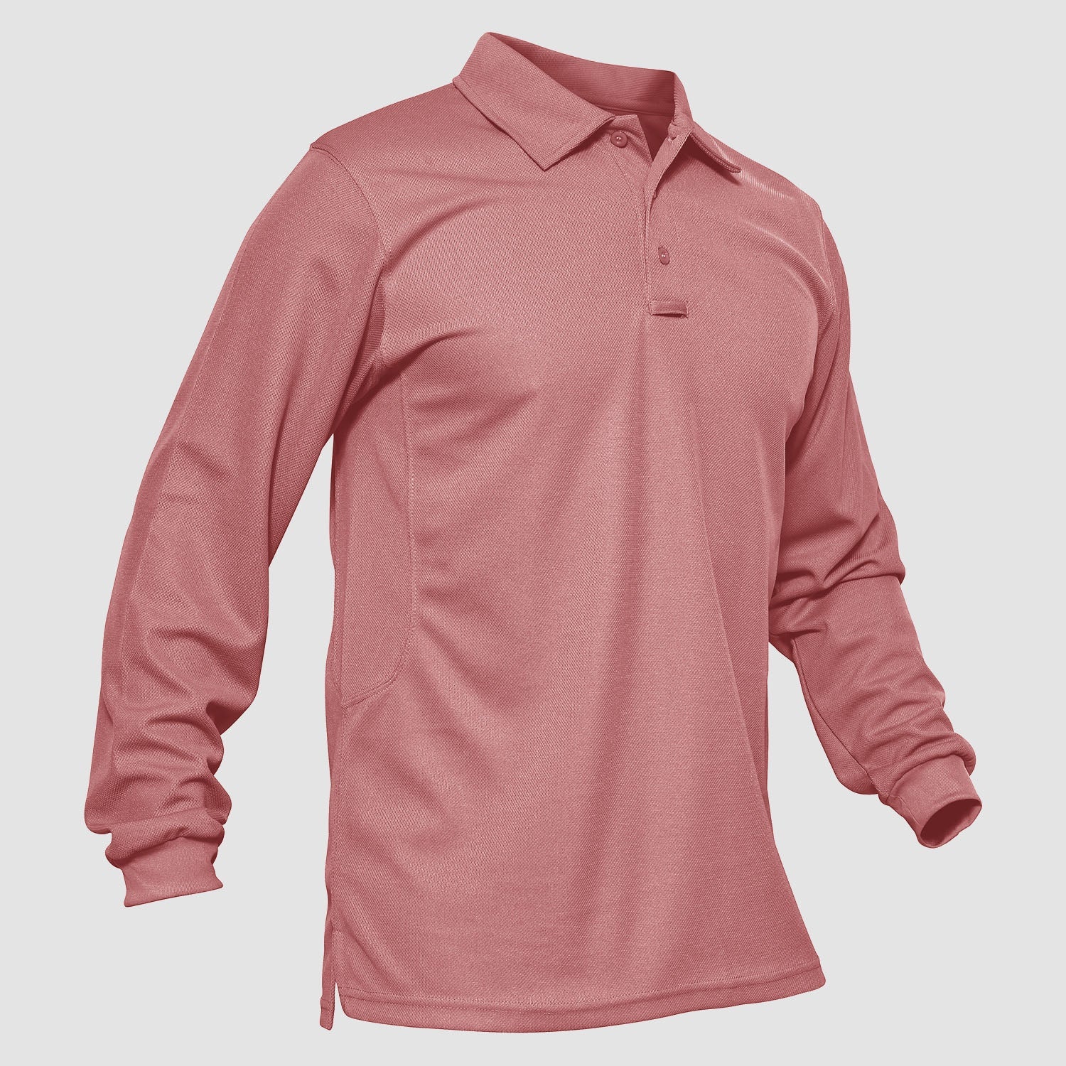 Men's long sleeve tactical polo shirt moisture-wicking quick dry performance top with 3-button placket