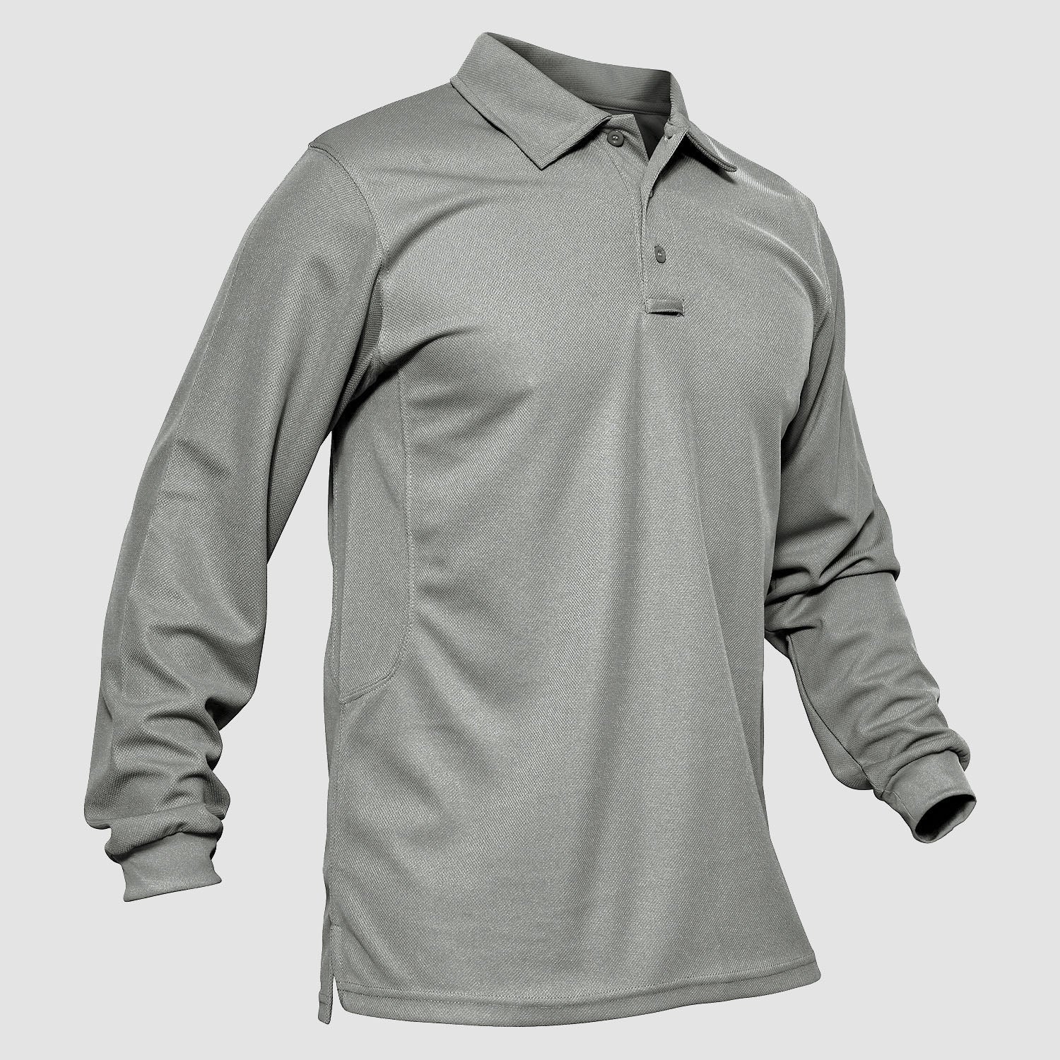 Men's long sleeve tactical polo shirt moisture-wicking quick dry performance top with 3-button placket