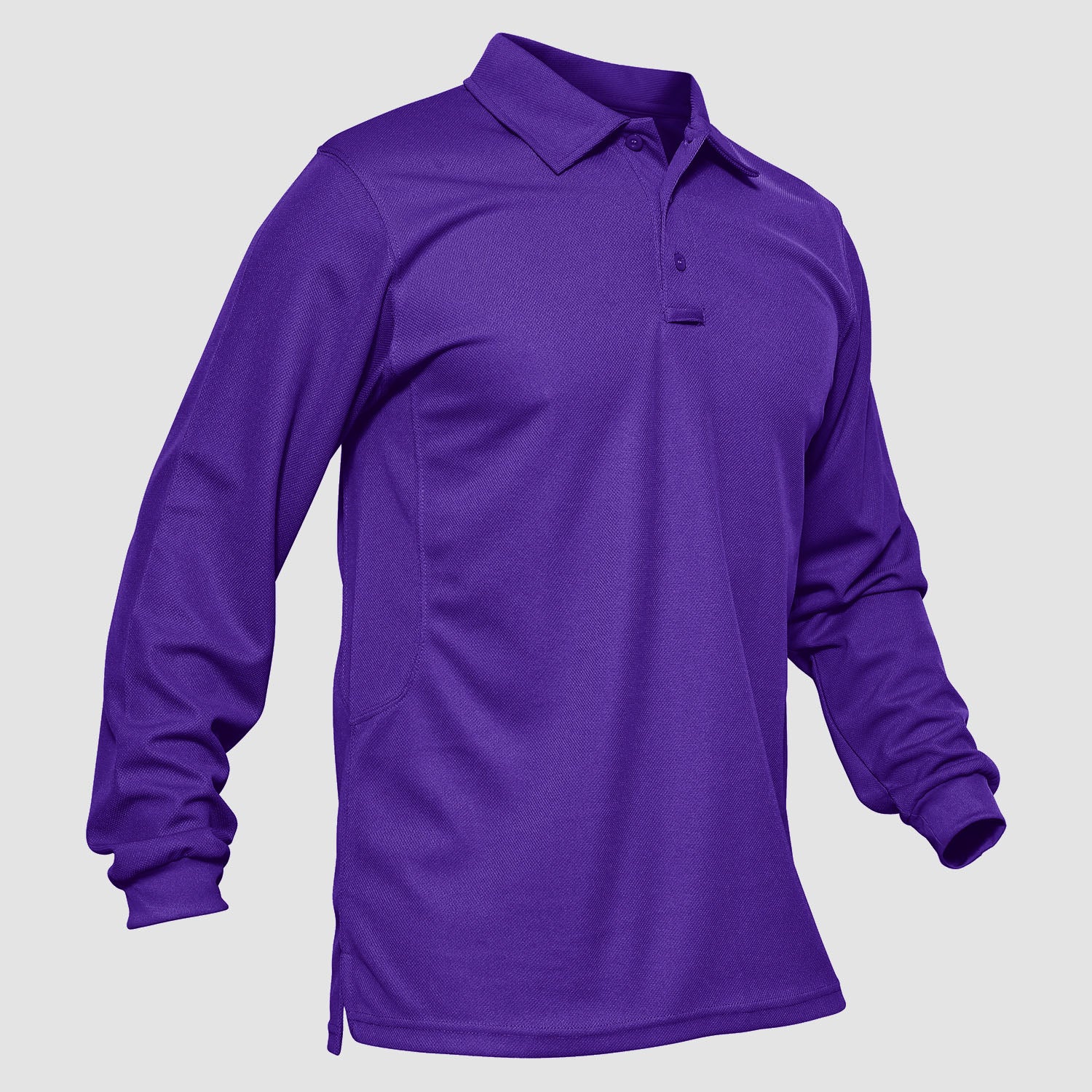 Men's long sleeve tactical polo shirt moisture-wicking quick dry 3-button placket spread collar