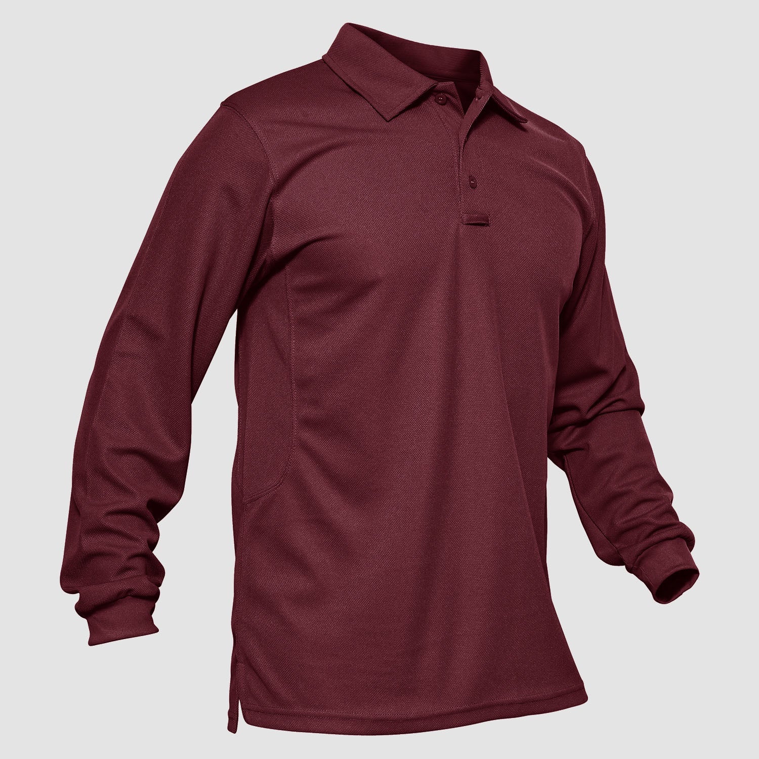 Men's long sleeve tactical polo shirt moisture-wicking quick dry performance top with 3-button placket