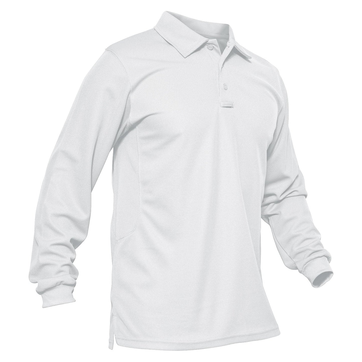 Men's long sleeve tactical polo shirt moisture-wicking quick dry performance top with 3-button placket