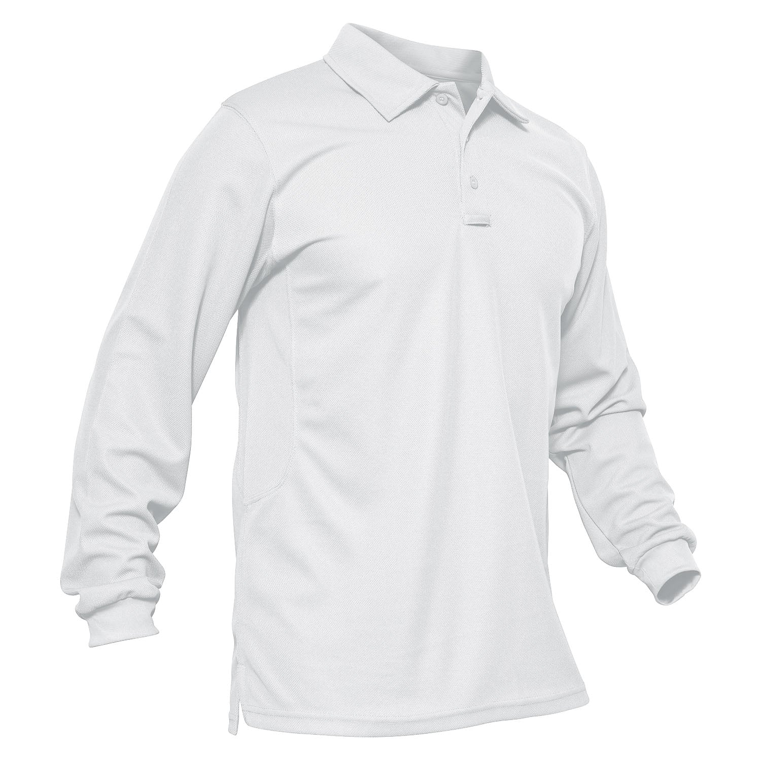 Men's long sleeve tactical polo shirt moisture-wicking quick dry performance top with 3-button placket