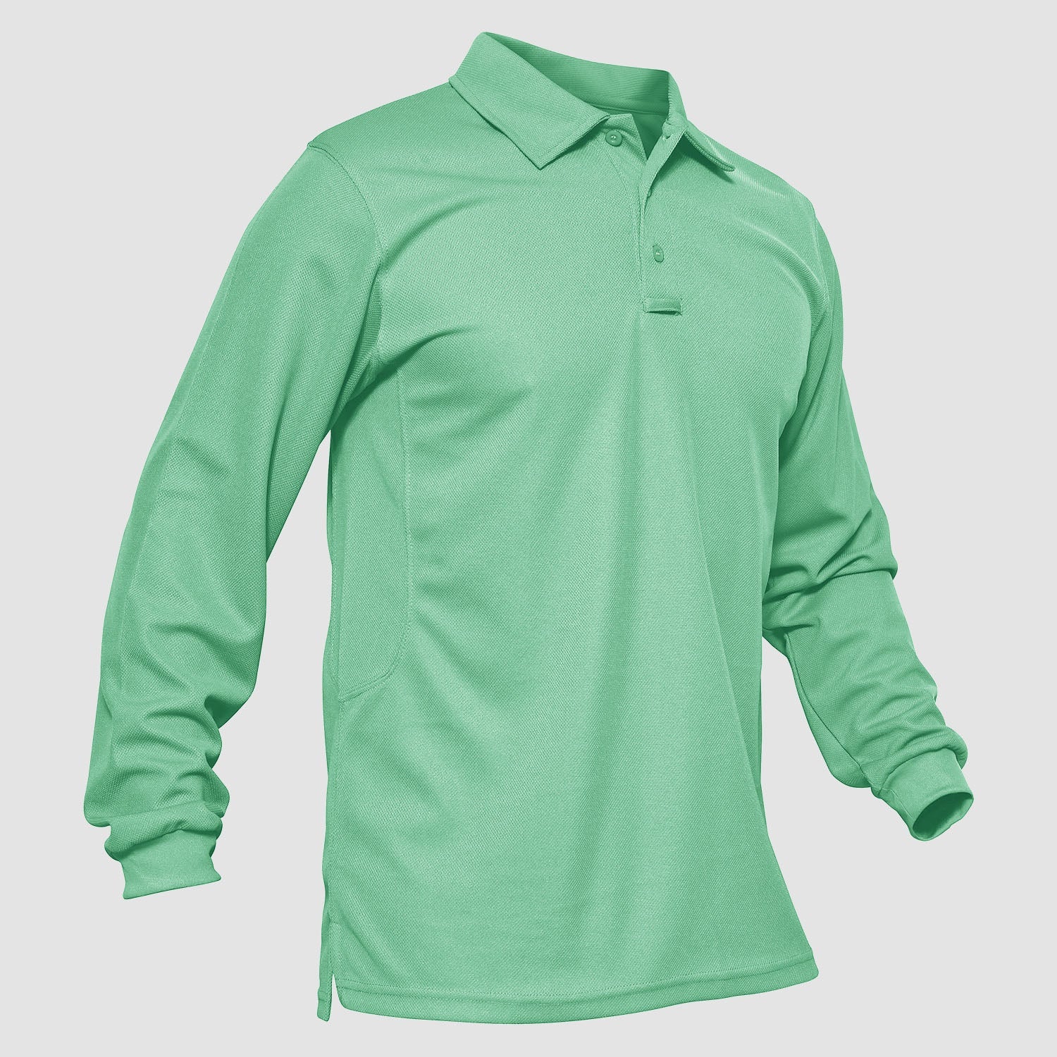 Men's long sleeve tactical polo shirt moisture-wicking quick dry 3-button placket performance fit