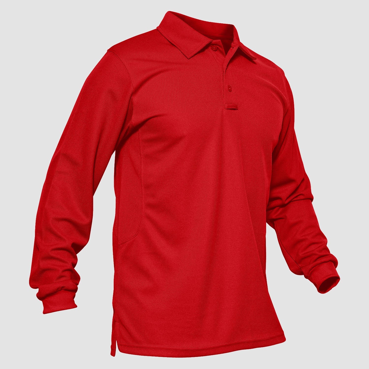 Men's long sleeve tactical polo shirt moisture-wicking quick dry 3-button placket spread collar