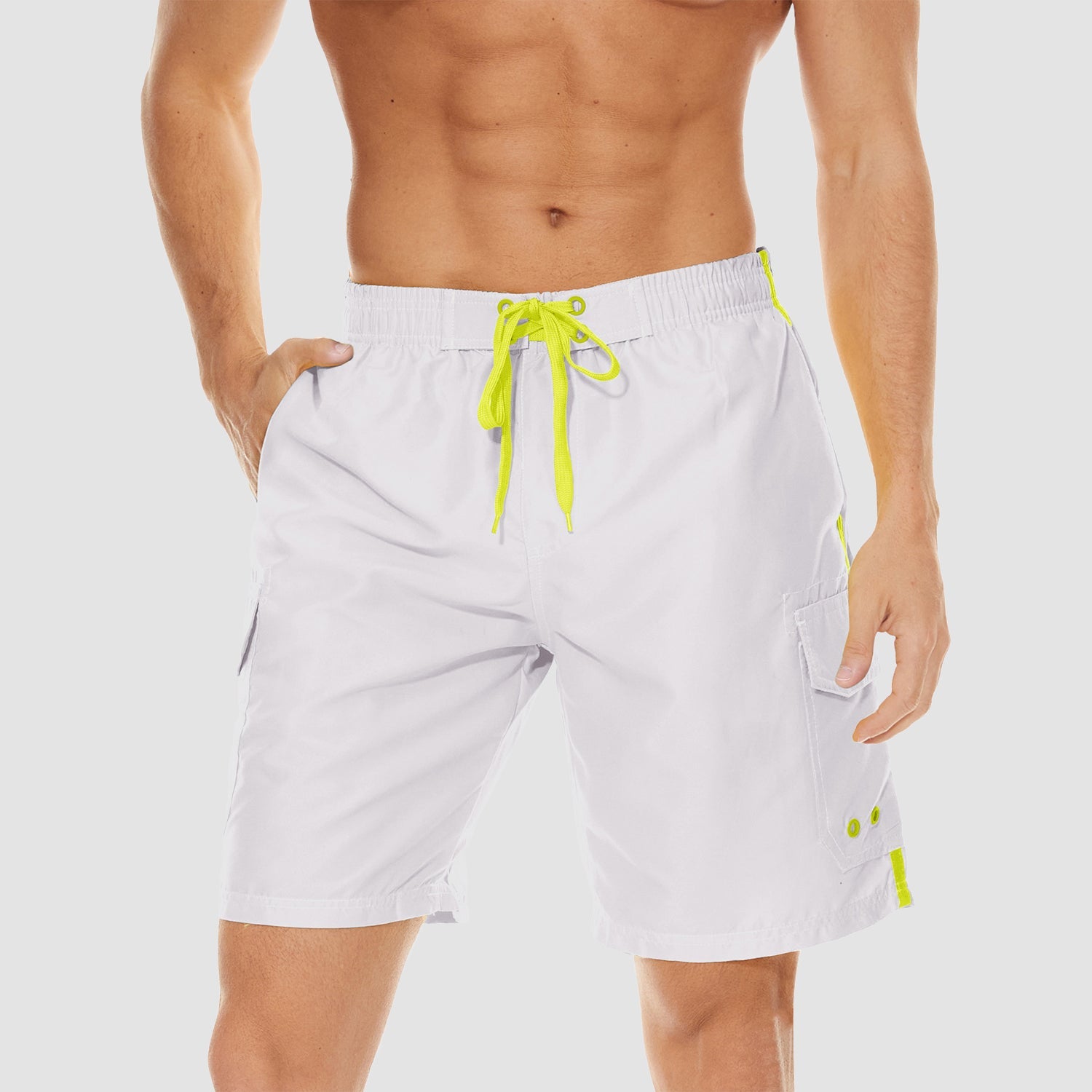 Men's quick dry swim trunks with breathable mesh liner, 4 pockets, sun protection beach shorts